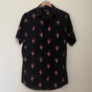 Express Men's Black Shirt with Tiger Print